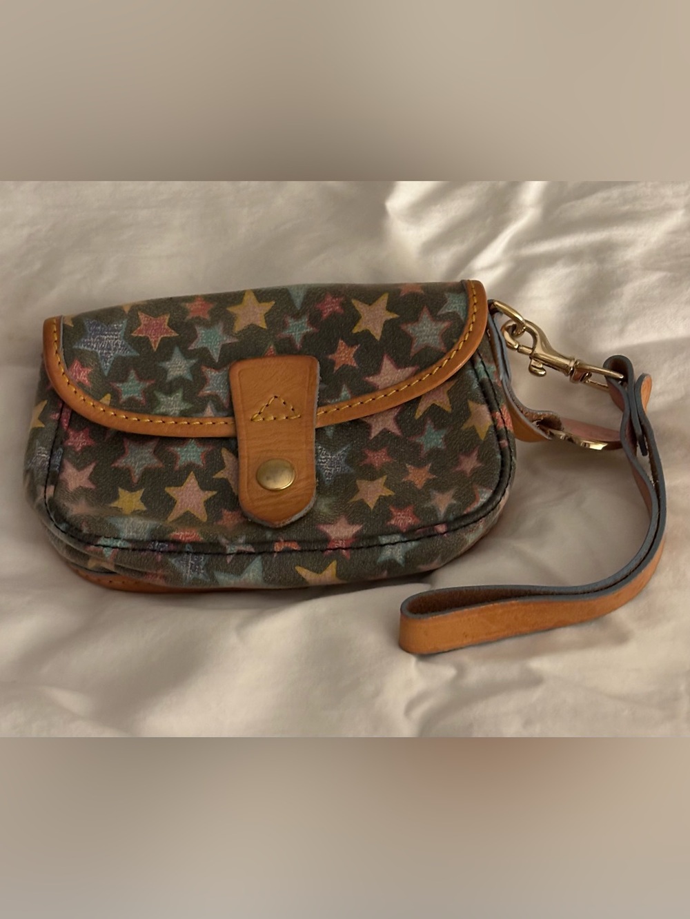 Dooney & Bourke Multicolor Star Print Wristlet Pouch Wallet Clutch Y2K